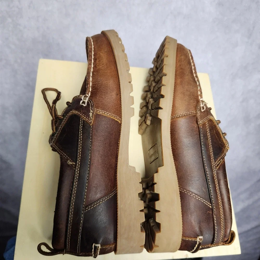 GH Bass Manchester Mens‎ 9M Brown Leather Lug Sole Boat Shoes 2225-226